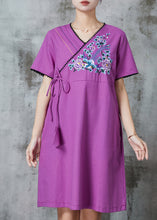 Load image into Gallery viewer, Beautiful Purple Embroidered Cotton Maxi Dress Summer