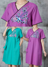 Load image into Gallery viewer, Beautiful Purple Embroidered Cotton Maxi Dress Summer