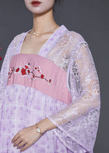 Load image into Gallery viewer, Beautiful Purple Embroidered Hollow Out Chiffon Long Dress Summer