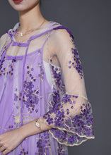 Load image into Gallery viewer, Beautiful Purple Embroidered Tulle Dress Two Pieces Set Summer