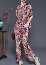 Load image into Gallery viewer, Beautiful Purple Print Chiffon Oriental Women Sets 2 Pieces Summer