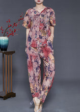 Load image into Gallery viewer, Beautiful Purple Print Chiffon Oriental Women Sets 2 Pieces Summer