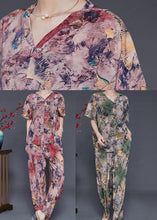 Load image into Gallery viewer, Beautiful Purple Print Chiffon Oriental Women Sets 2 Pieces Summer