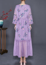 Load image into Gallery viewer, Beautiful Purple Square Collar Patchwork Ruffled Silk Dresses Summer