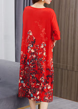 Load image into Gallery viewer, Beautiful Red O Neck Print Chinese Button Patchwork Chiffon Dress Summer