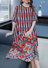 Load image into Gallery viewer, Beautiful Red O Neck Print Patchwork Chiffon Dresses Summer