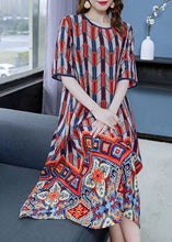 Load image into Gallery viewer, Beautiful Red O Neck Print Patchwork Chiffon Dresses Summer