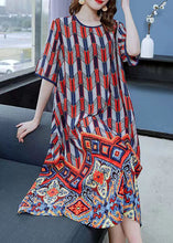 Load image into Gallery viewer, Beautiful Red O Neck Print Patchwork Chiffon Dresses Summer