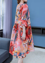 Load image into Gallery viewer, Beautiful Red The Sunflowers Print Patchwork Chiffon Dresses Butterfly Sleeve