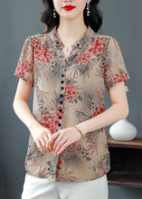 Load image into Gallery viewer, Beautiful Red V Neck Print Chiffon Shirts Summer