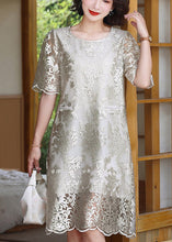 Load image into Gallery viewer, Beautiful Silvery Jacquard Silk Maxi Dresses Summer