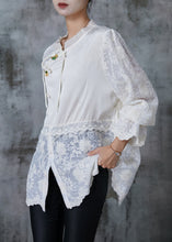 Load image into Gallery viewer, Beautiful White Chinese Button Patchwork Lace Shirts Summer