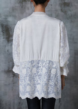 Load image into Gallery viewer, Beautiful White Chinese Button Patchwork Lace Shirts Summer