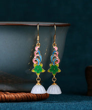 Load image into Gallery viewer, Beautiful White Copper Overgild Floral Lotus Seedpod Drop Earrings