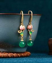 Load image into Gallery viewer, Beautiful White Copper Overgild Floral Lotus Seedpod Drop Earrings