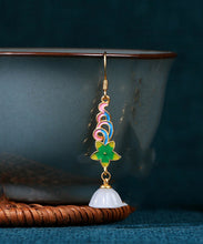 Load image into Gallery viewer, Beautiful White Copper Overgild Floral Lotus Seedpod Drop Earrings