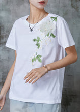 Load image into Gallery viewer, Beautiful White Embroideried Floral Cotton Top Summer