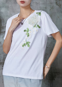 Beautiful White Embroideried Floral Cotton Top Summer