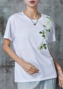 Beautiful White Embroideried Floral Cotton Top Summer