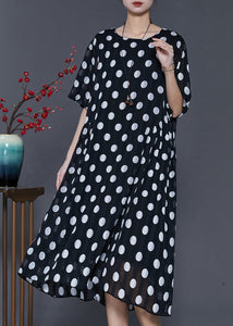 Beautiful White Round Dot Oversized Chiffon Holiday Dress Summer