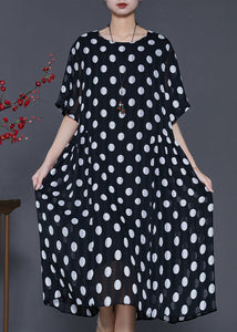 Beautiful White Round Dot Oversized Chiffon Holiday Dress Summer