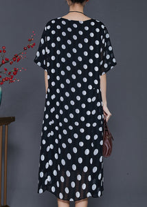 Beautiful White Round Dot Oversized Chiffon Holiday Dress Summer