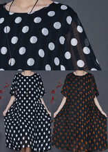 Load image into Gallery viewer, Beautiful White Round Dot Oversized Chiffon Holiday Dress Summer