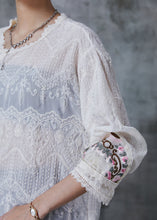 Load image into Gallery viewer, Beautiful White Tasseled Embroidered Cotton Top Summer