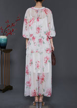 Load image into Gallery viewer, Beautiful White V Neck Print Chiffon Beach Dress Spring