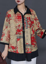 Load image into Gallery viewer, Beautiful Yellow Oversized Patchwork Print Chiffon Shirt Spring