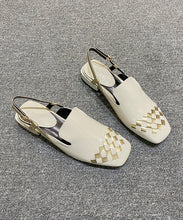 Load image into Gallery viewer, Beige Flat Sandals Buckle Splicing Stylish Versatile