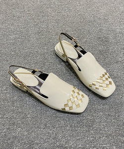 Beige Flat Sandals Buckle Splicing Stylish Versatile