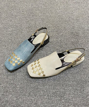 Load image into Gallery viewer, Beige Flat Sandals Buckle Splicing Stylish Versatile