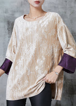 Load image into Gallery viewer, Beige Jacquard Patchwork Silk Velour Shirt Tops Spring