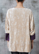 Load image into Gallery viewer, Beige Jacquard Patchwork Silk Velour Shirt Tops Spring