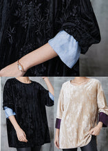 Load image into Gallery viewer, Beige Jacquard Patchwork Silk Velour Shirt Tops Spring