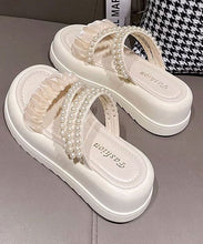 Load image into Gallery viewer, Beige Nail Bead Splicing Handmade Platform Slide Sandals