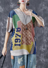 Load image into Gallery viewer, Beige Print Knit Blouses Hollow Out Summer