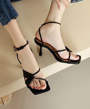 Load image into Gallery viewer, Beige Stiletto Heels French Sandals Peep Toe Buckle Strap