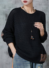 Load image into Gallery viewer, Black Applique Knit Short Sweater Oversized Spring