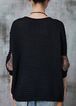 Load image into Gallery viewer, Black Applique Knit Short Sweater Oversized Spring