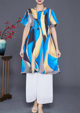 Load image into Gallery viewer, Black Blue Print Ice Silk Holiday Dress Oversized Draping Summer