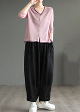 Load image into Gallery viewer, Black Casual Pockets Linen Pants Elastic Waist Summer