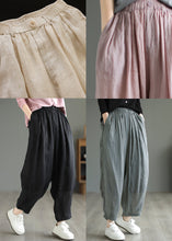 Load image into Gallery viewer, Black Casual Pockets Linen Pants Elastic Waist Summer