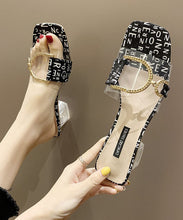 Load image into Gallery viewer, Black Chunky Heel Stylish Peep Toe Crystal Slide Sandals