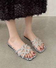 Load image into Gallery viewer, Black Fashion Zircon Splicing Flats Slide Sandals Peep Toe