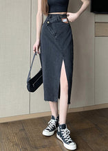 Load image into Gallery viewer, Black High Waist Pockets Button Solid Denim A Line Skirt