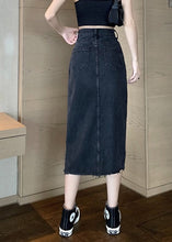 Load image into Gallery viewer, Black High Waist Pockets Button Solid Denim A Line Skirt