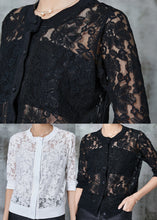 Load image into Gallery viewer, Black Hollow Out Lace UPF 50+ Tops Summer