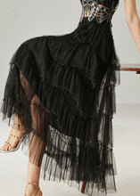 Load image into Gallery viewer, Black Layered Tulle A Line Skirt Exra Large Hem Summer